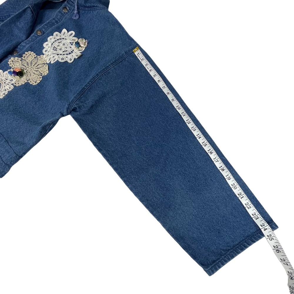 UNI‎ Code Denim Boho Whimsical Artsy Retro Embroidered Grandma Jacket Women Big - Picture 8 of 10